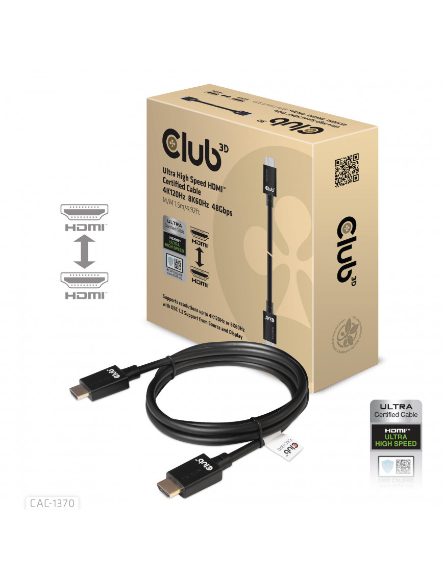 Club3d Club 3D HDMI 2.1 Kabel 1,5m Ultra High Speed 4K120Hz,