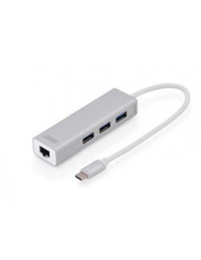 Digitus DIGITUS USB Typ C 3.0 Hub mit Gigabit Ethernet