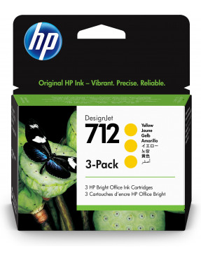 HP 712 3er-Pack gelb DesignJet Druckerpatronen 3ED79A, 29 ml