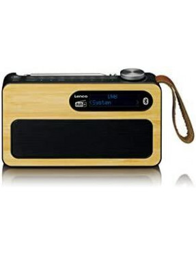 Lenco PDR-040 Bamboo Tragbares DAB+ FM-Radio mit BT, Schwarz