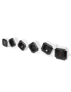 Digitus DIGITUS Flexible 4-fach Steckdosenleiste mit 2 USB-A