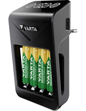 VARTA LCD Plug Charger + inkl. 4x Akku Mignon AA (2100 mAh) 