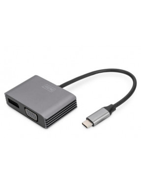 Digitus DIGITUS USB-C - DP + VGA Adapter, 20 cm 4K/30Hz, Sil