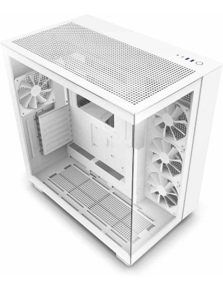 NZXT H9 Flow White Midi Tower ATX Gaming Gehäuse weiß mit Gl