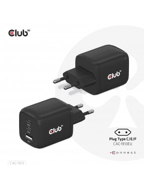Club3D Club 3D Reise Ladegerät PPS 65W GAN, USB Typ-C/Typ-A 