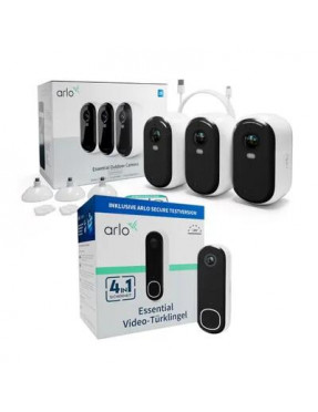 Arlo Essential 2 2K Outdoor Kamera außen - 3er Set weiß + Do