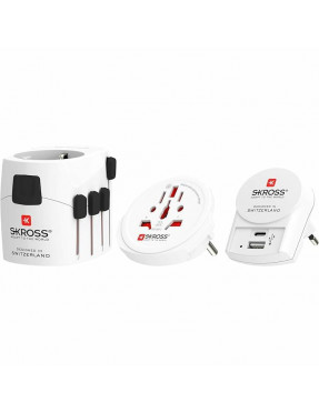 SKROSS World Adapter Pro World & USB 3-polig (7A) Reiseadapt