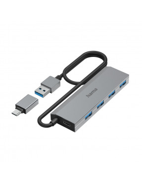 Hama 00200138 USB-Hub, 4 Ports, USB 3.2 Gen1, 5 Gbit/s, Ultr