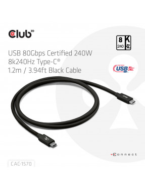 Club3D Club 3D Typ-C zu Typ-C Kabel 80Gbps Zertifiziertes 24
