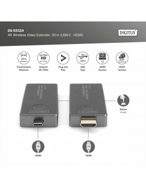 Digitus DIGITUS USB-C™ - HDMI® Video Extender 4K 30m