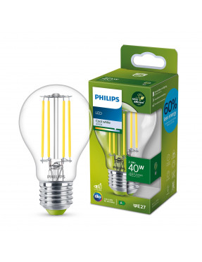Philips Classic LED Lampe mit 40W, E27 Sockel, Klar, Cool Wh