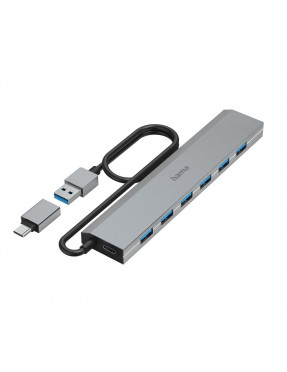Hama 00200137 USB-Hub, 7 Ports, USB 3.2 Gen1, 5 Gbit / s, in