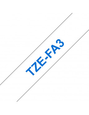 Brother TZe-FA3 Textil-Aufbügelband, blau auf weiß, 12mm x 3