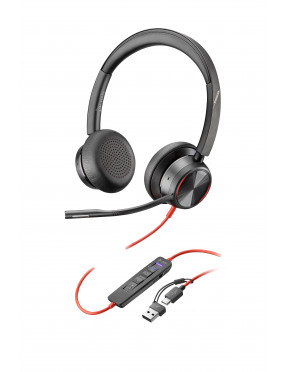 Poly Blackwire 8225 USB-C Stereo-Headset + USB-C/A-Adapter, 