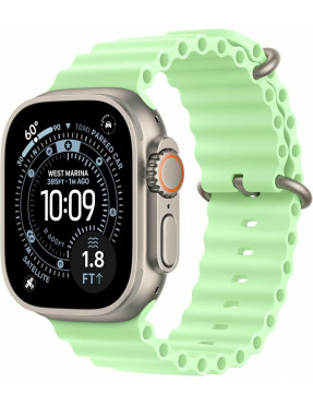 Apple Computer 49mm Neongrün Ocean Band - Natural Titanium F